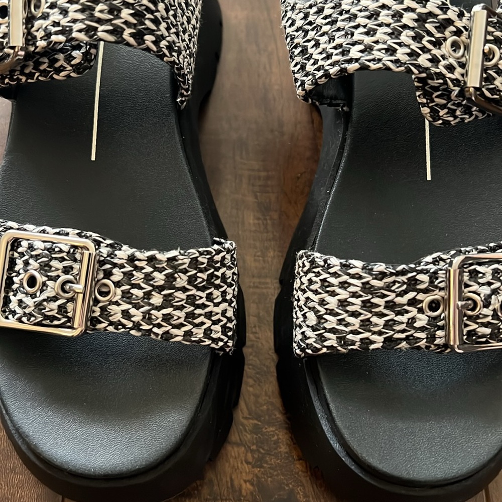 Dolce Vita Black and White Platform Sandals - Picture 3 of 5